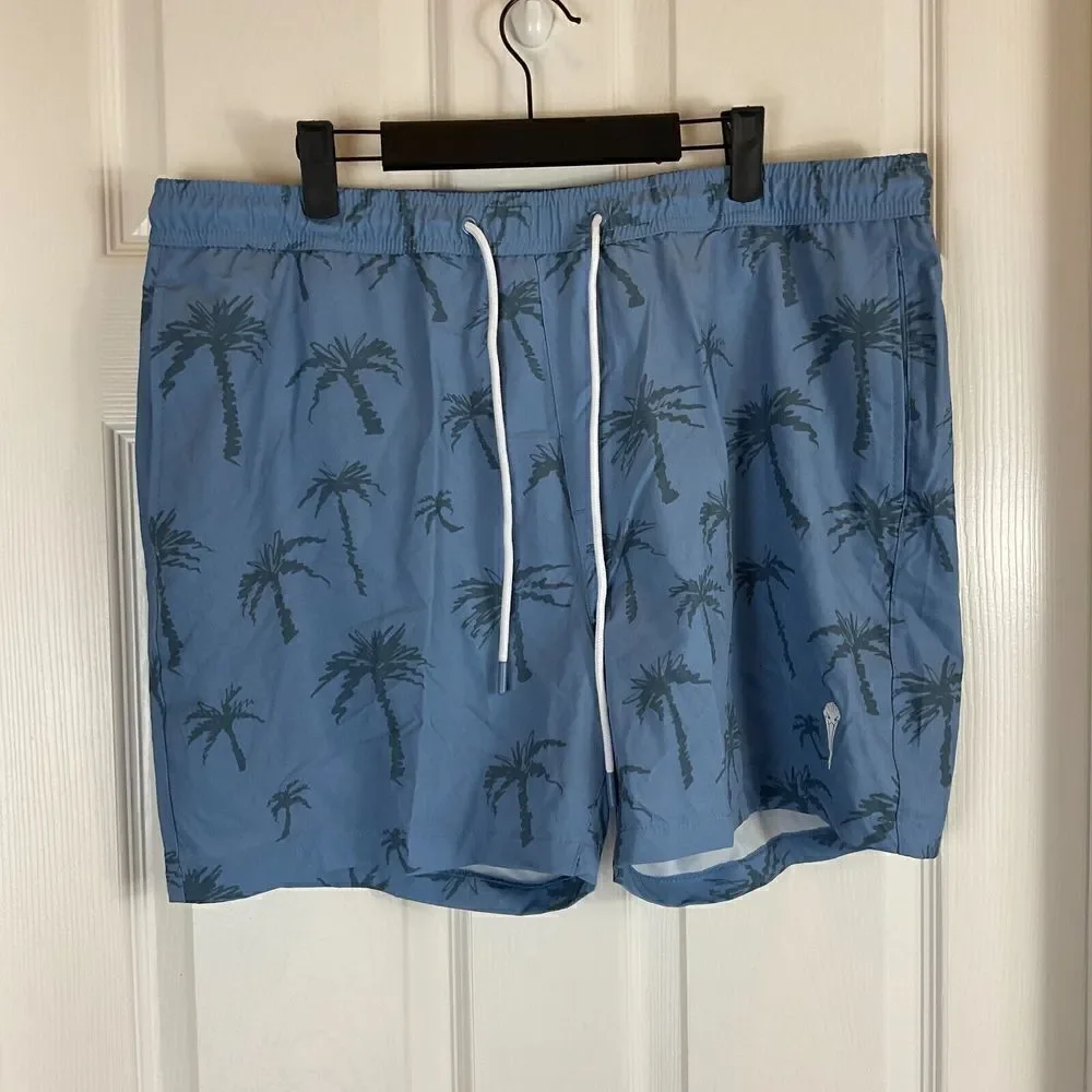 Mad Pelican Dont Worry Be Mad Men Blue Swim Trunk‎ XXL Short Pocket Draw String